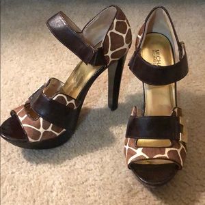 Michael Kors Peeptoe Giraffe Print Heels